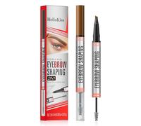 Crayon et gel pour sourcils 2-en-1 avec embout à 4 fourches, crayon contour des sourcils, effet maquillage naturel (Marron clair)