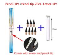 Crayon Éternel Pour Enfants,Stylos Mignons,Peinture,Art,Fournitures De Bureau Et Scolaires,Pointes Extron,Ensemble De Recharge,Papeterie,9 Pièces - Type Golden Blue-9pcs
