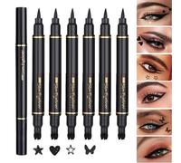 Crayon Eye-Liner en Tampon - Set de Stylo Eye-Liner Liquide Double Face Tampon,6 Pièces Double Embout Longue Tenue pour Occasions Spéciales