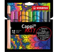 Crayon feutre avec bague de capuchon - STABILO Cappi - ARTY - paquet de 12 - avec 12 couleurs différentes