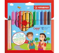 Crayon feutre avec bague de capuchon - STABILO Cappi - paquet de 12 - avec 12 couleurs différentes