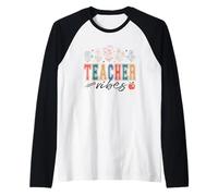 Crayon Fleur Apple Teacher Vibes Manche Raglan