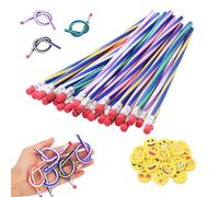 Crayon Flexible et Gomme Emoji Set, 48 Pièces Crayon Pliable Coloré et Gommes Mignonnes Cadeaux, Crayons de Couleur Souple, Crayons Flexibles de Papeterie Créatifs pour Cadeaux Fête