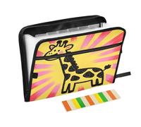 Crayon Giraffeside Yellowpink Trieur de documents extensible avec fermeture éclair 13 poches accordéon pour le travail et la maison
