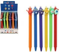 Crayon/gomme monstre 15cm plastique 6 types