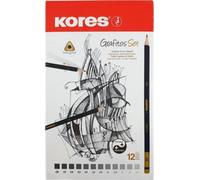 Kores Crayon à papier 'Grafitos Art', étui métallique de 12