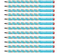 Crayon graphite ergonomique - STABILO EASYgraph - Lot de 12 crayons graphites HB (bleu clair) - Droitier