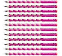 Crayon graphite ergonomique - STABILO EASYgraph - Lot de 12 crayons graphites HB (rose) - Droitier