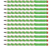 Crayon graphite ergonomique - STABILO EASYgraph - Lot de 12 crayons graphites HB (vert) - Droitier