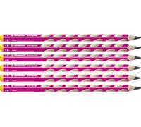 Crayon graphite gaucher - STABILO EASYgraph - Lot de 6 crayons graphites HB (rose)