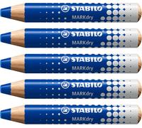 Crayon Marqueur - Lot X 5 Crayons Ardoises Et Tableaux Blancs, Crayon Large À Mine Xxl, Effaçable - Bleu