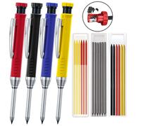 Crayon mécanique de charpentier solide avec taille-crayon, outils de travail de calcul, outils de construction de recharge, fourniture de papeterie, 2.8mm, 3 couleurs set C-Black 4pcs