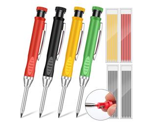 Crayon mécanique de charpentier solide de 2.8mm avec taille-crayon pour la Construction du bois, fourniture de papeterie de crayon de charpentier à longue tête White lead