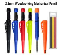 Crayon mécanique pour le travail du bois, 5 couleurs, 2,8 mm, avec capuchon, mine 2B noire, jaune, rouge, tête longue, crayon de marquage pour charpentier 2pcs orange pen set