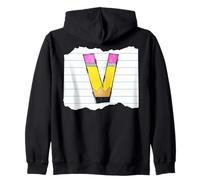 Crayon rétro Lettre V School Alphabet Graphic Sweat à Capuche