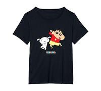 Crayon Shin-Chan Dances! Shin-Chan and Shiro T-Shirt, Femme Grandes Tailles, Noir, 6X
