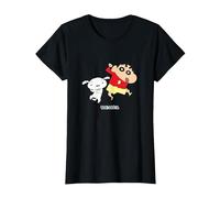 Crayon Shin-Chan Dances! Shin-Chan and Shiro T-Shirt, Femme, Noir, XL