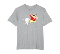 Crayon Shin-Chan Dances! Shin-Chan and Shiro T-Shirt, Homme Grandes Tailles, Gris Chiné, 2X Tall