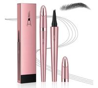 Crayon Sourcil 3D étanche avec 4 pointes fourchues, 2024 Imperméable à l'eau Longue Durée Tattoo Brow Crayon d'encre Croquis de Stylo de Sourcil pour le Maquillage Naturel (A# Noir)
