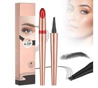 Crayon Sourcil 3D étanche avec 4 pointes fourchues, 2024 Imperméable à l'eau Longue Durée Tattoo Brow Crayon d'encre Croquis de Stylo de Sourcil pour le Maquillage Naturel (B# Noir)