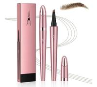 Crayon Sourcil 3D étanche avec 4 pointes fourchues, 2024 Imperméable à l'eau Longue Durée Tattoo Brow Crayon d'encre Croquis de Stylo de Sourcil pour le Maquillage Naturel (A# Marron clair)