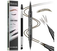 Crayon Sourcil, Crayon Sourcil Waterproof à Double Extrémité avec Micro-Fourchette et Pinceau Précis, Crayon à Sourcils - Pour des sourcils naturels et définis-Durée de la journée- 03 Marron foncé