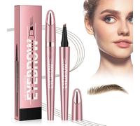 Crayon Sourcil imperméable avec 4 pointes de fourchette, 2026 3D Magique Micro Crayon Sourcils, Crayon Sourcil Waterproof crée sans effort des sourcils d'apparence naturelle (01# Brun clair)