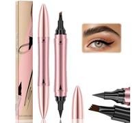 Crayon Sourcil Waterproof 2 en 1 Avec Eye-Liner Noir, Sourcils Maquillage, Crayon Sourcils Waterproof avec 4 Pointes de Fourchette, Crayon à Sourcils, Crayon Microblading Sourcil (Brun Clair)