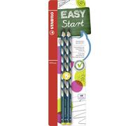 STABILO EASYgraph - Crayon graphite ergonomique - Blister x 2 crayons papier - HB - bleu ardoise - Gaucher