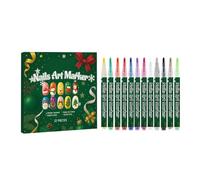 Crayons à Ongles Dessin - 12 Couleurs Manucure Créative | Marqueur Nąil Femmes Filles - Pointe Fine Décoration de Noël DIY Débutant Salon Maison Designs Précis Simple