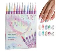 Crayons à ongles - Séchage rapide - 12 couleurs - 3D - Pour ongles graffiti, pointillés - Outil facile à utiliser pour les voyages et les déplacements