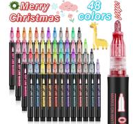 Crayons À Paillettes Magiques Idées Cadeaux De Noël Spéciales:Lot De 48 Marqueurs Magiques Outline Cadeaux D'anniversaire De Noël Adolescents Filles 4-12 Ans Fournitures Artisanales