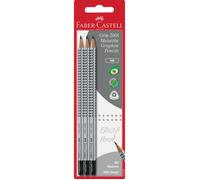 Faber-Castell 117298 - Set de crayons GRIP 2001 avec embout en caoutchouc, dureté : HB, couleur du corps : argent, 3 crayons sous blister