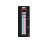 rOtring Lot de 4 crayons à papier HB – blister métallisé, bleu/vert/orange/rose