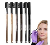 Crayons à sourcils, anti-transpiration, 6 couleurs de crayons à sourcils teintés avec pinceau intégré, résistant à la transpiration, longue tenue pour femmes et filles