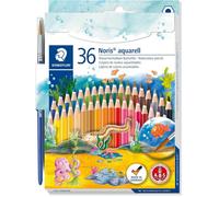 Staedtler Crayons de couleur aquarellables 14410ND36 Pack de 36 couleurs assorties + pinceau