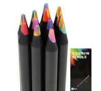 Crayons Arc-En-Ciel 12 Couleurs, Crayons de Couleur Enfant et Crayons de Couleur pour Adultes, Idéal pour Dessin et Coloriage, Cadeau Noël/Pâques, Compatible Feutres Coloriage Enfants et Crayon Woody
