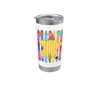 Crayons colorés crayon étoiles pour la rentrée scolaire Gobelet isotherme en acier inoxydable double paroi