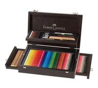 Faber-Castell 110085 Art & Graphic Compendium Ensemble, Ensemble d'artiste vibrant de 108 pièces, Comprend un élégant coffret en bois, organisation à deux niveaux, Crayons de dessin pour adultes