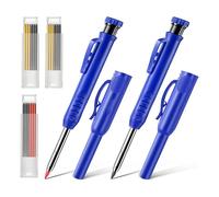 Crayons De Charpentier Solides,Outil De Scribe Avec Taille-Crayon Intégré Pour Le Calcul De Construction,Travail D'architecte,2 Paquets - Type Blue