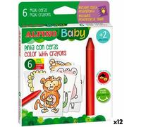 Crayons de cire colorés Alpino Baby Jungle Coloré (12 pièces)