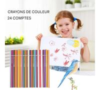 Crayons de Couleur 24 Unités,Crayons de Coloriage | Fournitures De Dessin Résistantes À La Casse Pour Adultes École Activités Créatives Illustration Artistique Journal Créatif