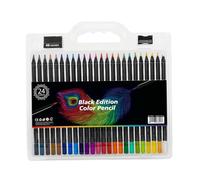 Crayons de couleur à base d' noire H&B 50 couleurs vibrantes ensemble de notes professionnelles soft 3,3 mm pour les artistes adultes étudiants esquissant des livres de coloriage (24 couleurs)
