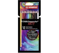 STABILO Crayons de couleur STABILOaquacolor ARTY aquarellables – Étui carton x 12