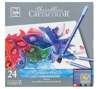 Crayons de couleur aquarelle - Boîte métal - 24 couleurs - Cretacolor - Marino