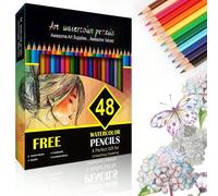 Crayons de couleur aquarelle KALOUR, ensemble de 48 crayons de couleur professionnels pour adultes et adolescents, fournitures d'art premium pour coloriage, estompage et superposition bois
