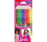 Maped Crayons de couleur Barbie – Couleurs vives, ergonomiques – 12 pièces