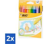 Crayons de couleur BIC - différentes couleurs - 12 crayons de couleur - pack avantage - 2 pièces