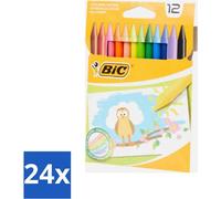 Crayons de couleur BIC - différentes couleurs - 12 crayons de couleur - pack avantage - 24 pièces