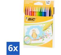 Crayons de couleur BIC - différentes couleurs - 12 crayons de couleur - pack avantage - 6 pièces